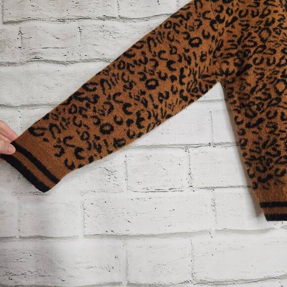 Line Womens Brown Leopard Print Thick Pullover Long Sleeve Sweater Brown Medium - Picture 6 of 12